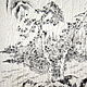 Китайская живописьДомики на реке(картина графика тушью черно-белый, Картины, Москва,  Фото №1