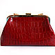 Bag with clasp: Red leather crocodile bag, Clasp Bag, Novosibirsk,  Фото №1