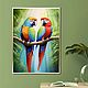  Картина Попугаи в тропиках, на холсте 70 х 50 см, Картины, Кострома,  Фото №1