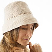 Аксессуары handmade. Livemaster - original item Light Panama knitted cotton hat 56-59 size. Handmade.