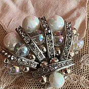 Винтаж handmade. Livemaster - original item Crown brooch, rhinestones, pearls, Czechoslovakia. Handmade.