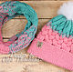 Knitted Snood in one turn with a gradient of turquoise and pink. Scarves. KnitTOyou. Online shopping on My Livemaster.  Фото №2