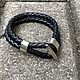 Bracelets: stylish leather bracelet metal clasp silver, Bead bracelet, Voronezh,  Фото №1