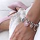 Pink Heart bracelet on a chain with pendants rose quartz beautiful, Chain bracelet, Yaroslavl,  Фото №1