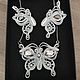 Soutache jewelry set Silver butterflies, necklaces and earrings, Jewelry Sets, Moscow,  Фото №1