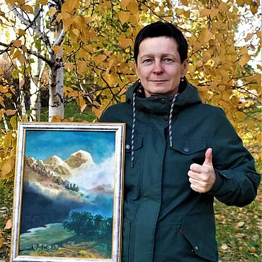 Картины и панно ручной работы. Ярмарка Мастеров - ручная работа Картина маслом в раме на холсте "Восход солнца". Handmade.