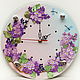 Wall clock embroidered with ribbons The charm of lilac. Watch. jema_flowers (Svetik7tsvetik). Online shopping on My Livemaster.  Фото №2