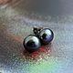 Stud Earrings with natural pearls Black Peacock. Stud earrings. Little pleasures for every day. My Livemaster. Фото №4