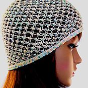 Аксессуары handmade. Livemaster - original item Crochet summer hat, beaded beanie, mesh hat. Handmade.