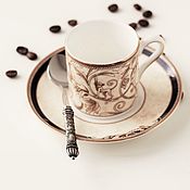 Серебряная чайная ложка "Ангел-Хранитель" с гравированным черпалом