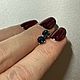 Серьги с синим натуральным сапфиром VVS зол 14 карат.Сертификат. Серьги-пусеты. Леони. Ярмарка Мастеров.  Фото №4
