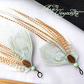 Украшения handmade. Livemaster - original item Delicate turquoise and beige feather earrings. Handmade.