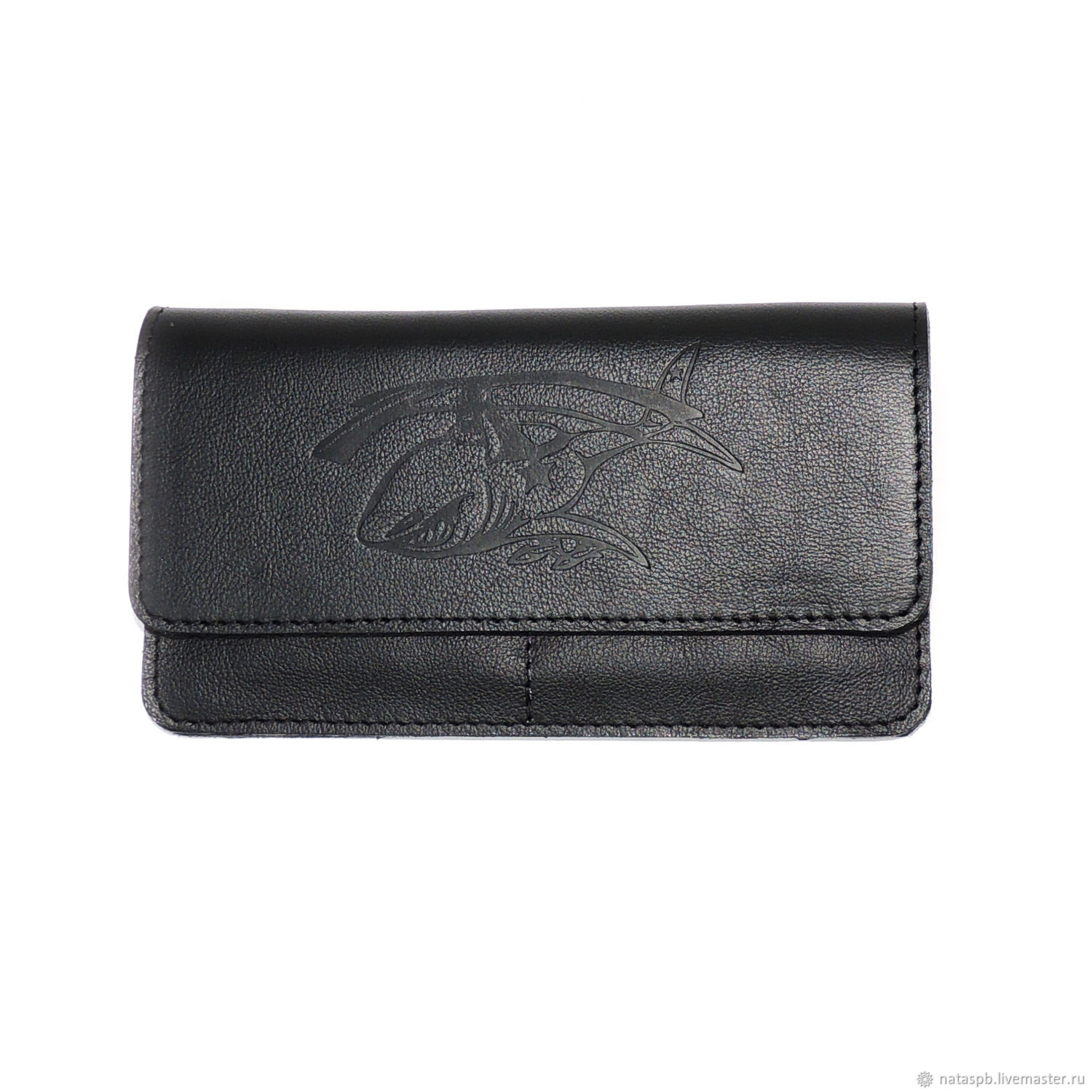 Men's leather wallet black, blue with helicopter, Wallets, St. Petersburg,  Фото №1