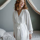 Order Robe made of natural silk and lace long white. Delicate Clothing Store (Daria). Livemaster. . Robes Фото №3