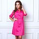 Raspberry-colored satin shirt dress, Cotton Pink summer dress, Dresses, Novosibirsk,  Фото №1