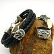 Order Double leather bracelet sterling silver 'Wolves'. Urbanstyle. Livemaster. . Chokers Фото №3