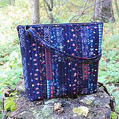 Small patchwork bag, For phone, For walks, Bordeaux, Ethno