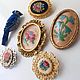 Винтаж: Брошь микровышивка Винтаж. Броши винтажные. broochivintage. Ярмарка Мастеров.  Фото №5