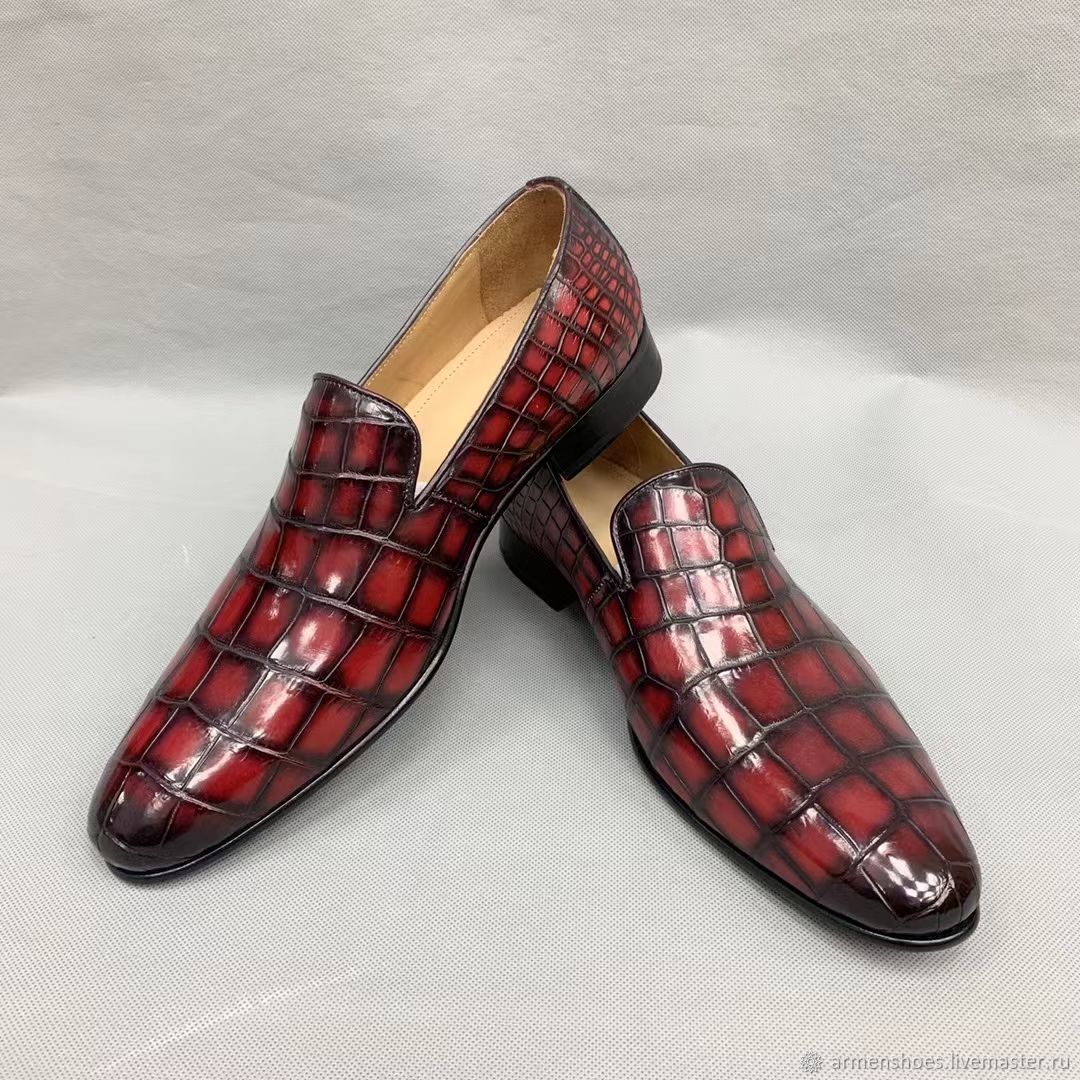 Loafer shoes for men made of genuine crocodile leather with patina IKOCZCOM Loafers St. Petersburg