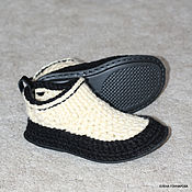 Обувь ручной работы handmade. Livemaster - original item Slippers-socks on the sole, p. .38, half-wool, white. Handmade.