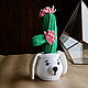 Cactus in a pot in the form of a puppy. Blooms all year round, Interior elements, Gukovo,  Фото №1