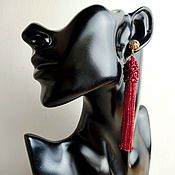 Украшения handmade. Livemaster - original item Red Beaded Tassel Earrings. Handmade.