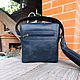 Мужская сумка кожаная "Spot light" синяя. Мужская сумка. Peekabag Стильные кожаные сумки. Ярмарка Мастеров.  Фото №4