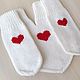 RussianSocks Подарок на 14 февраля Варежки для влюбленных с сердцем. Подарки на 14 февраля. RussianSocks ВЯЗАНЫЕ НОСКИ ВАРЕЖКИ. Интернет-магазин Ярмарка Мастеров.  Фото №2