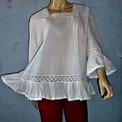 Одежда handmade. Livemaster - original item Blouse stitching white lace. Handmade.
