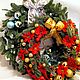 Венок с декором Д40см Из Живой хвои Нобилис Новогодний декор. Елки. DARK FLORIST Флористика Декор ЦВЕТЫ. Интернет-магазин Ярмарка Мастеров.  Фото №2