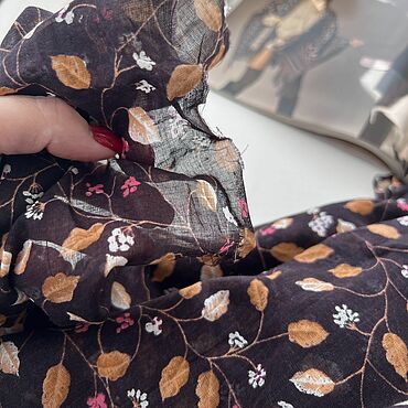 Винтаж ручной работы. Ярмарка Мастеров - ручная работа Осенний сад. Тонкий батист вуаль набивной, хлопок, Италия, отрез 8 м. Handmade.