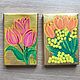 Painting tulips and mimosa on gold canvas 'Female' 15h10h1,5 cm. Pictures. chuvstvo-pozitiva (chuvstvo-pozitiva). My Livemaster. Фото №6