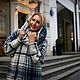 Заказать Пальто-оверсайз " Небесноголубая клетка". Александра Майская. Ярмарка Мастеров. . Пальто Фото №3