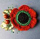 Бохо-брошь "Мак" (Poppy), Брошь-булавка, Москва,  Фото №1