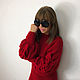 Red knitted dress with braids on the sleeves. Dresses. SHAPAR - knitting clothes. My Livemaster. Фото №4