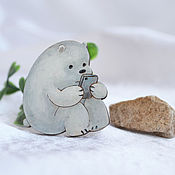 Украшения handmade. Livemaster - original item The badge on the backpack is a polar bear. Handmade.