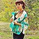 Палантин "Бирюзовый всплеск", нуно-войлочный. Палантины. Катерина   -  Шерстяная рыбка. Интернет-магазин Ярмарка Мастеров.  Фото №2