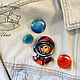 Brooch 'Cosmonaut. Yuri Gagarin, cosmos, orange, blue'. Brooches. greenfox-23. Online shopping on My Livemaster.  Фото №2