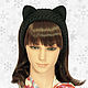 Order Headband with Cat ears knitted hair Black. Space Cat Knitting. Livemaster. . Bandage Фото №3