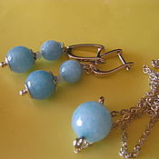 Украшения handmade. Livemaster - original item kit: Earrings Necklace What a blue sky!!! Silver aquamarine. Handmade.