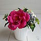 Букет цветов в чашке с розами и брунией. Букеты. Oxiflowers. Интернет-магазин Ярмарка Мастеров.  Фото №2