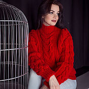 Одежда handmade. Livemaster - original item Red sweater with.. Handmade.