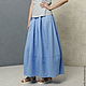 The skirt is made of linen and cotton summer blue pleated tapered-leg. Skirts. Voielle. My Livemaster. Фото №5