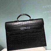Сумки и аксессуары handmade. Livemaster - original item Men`s briefcase, made of genuine crocodile leather, black color.. Handmade.
