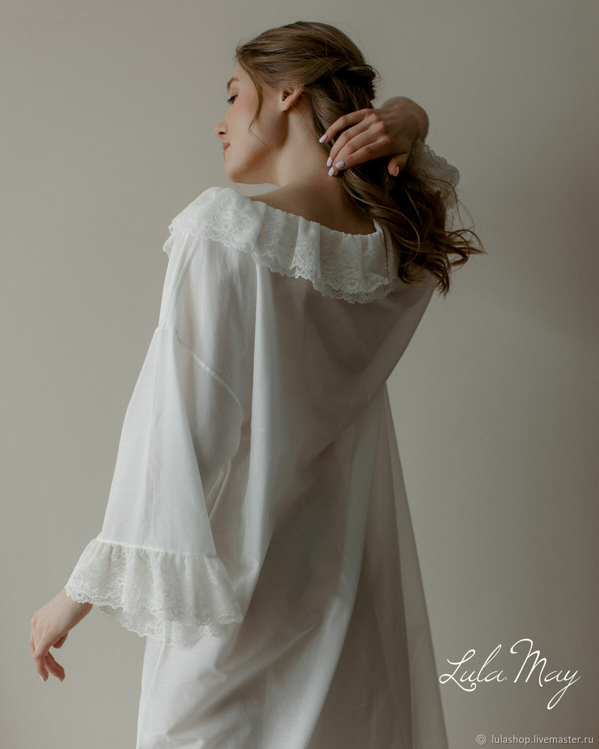 Cambric And Lace Angelica Nightgown Milky Color – купить на Ярмарке