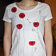 T-shirt is handmade and painting 'Poppies' spring gift to any girl, T-shirts, Lviv,  Фото №1