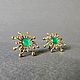 Poussettes 'Blots' with chrysoprase, silver, gilt 18K, Stud earrings, Moscow,  Фото №1