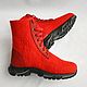 Felted shoes with a running sole red. Boots. Zhanna. My Livemaster. Фото №4