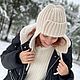 Шапка-ушанка вязаная УМА пух норки молочный. Шапка-ушанка. Вязаный кэжуал  UNIC Ирина. Интернет-магазин Ярмарка Мастеров.  Фото №2