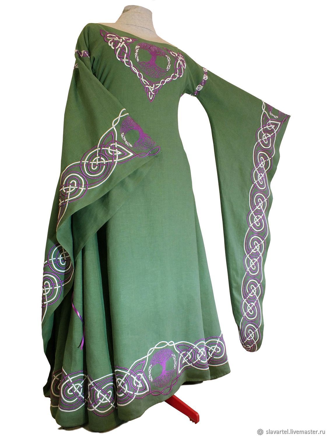 Medieval linen dress 'Dana'; Fantasy; Embroidered, Dresses, Lermontov,  Фото №1